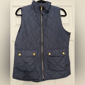 Quinn Navy Quilted Vest with Gold Zipper